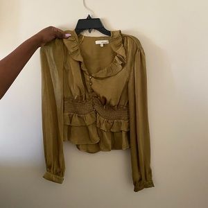 Olive green satin top